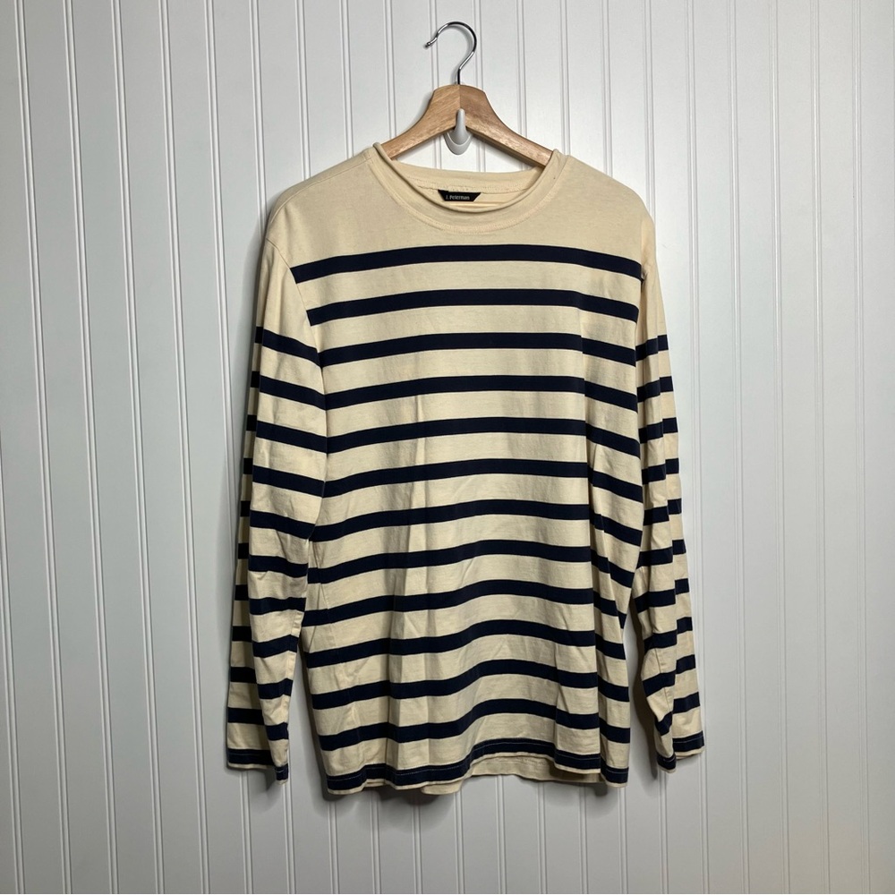 J. Peterman Shirt Large Women’s Stripes Long Sleeve Vallauris Casual Top Tee